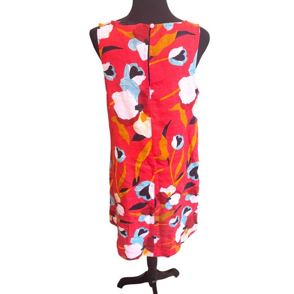 Sigrid Olsen Red Floral Sleeveless Linen Dress M Sustainable Travel Resort - Picture 3 of 10